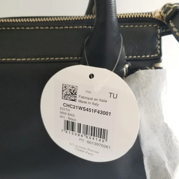 Chloe Edith Leather Crossbody Bag Black White Stitch - Picture 3 of 10